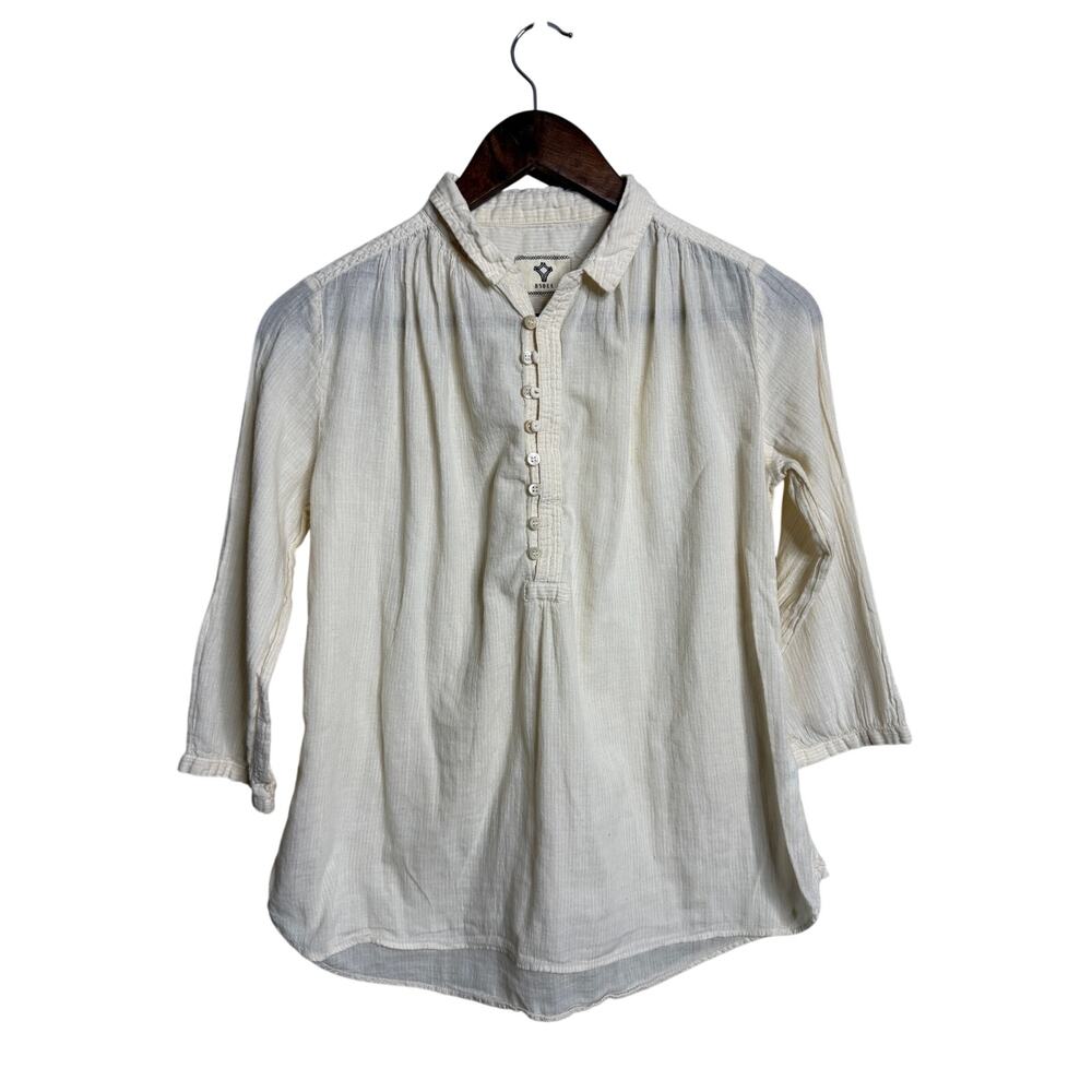 Bsbee Ivory Handmade Khadi Cotton Button Down Shirt Top Size XS